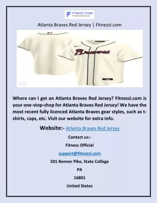 Atlanta Braves Red Jersey | Fitnezzi.com