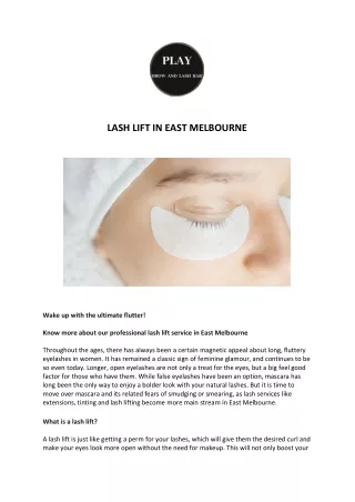 Lash Lift in East Melbourne | Play Brow & Lash Bar