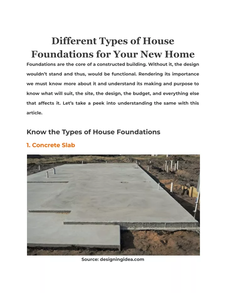 different types of house foundations for your