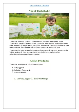 Baby Care Products - Thebabybo