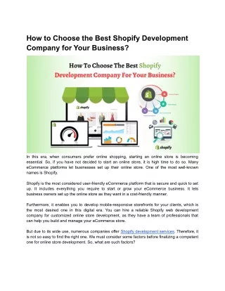How to choose the best Shopify development company for your business