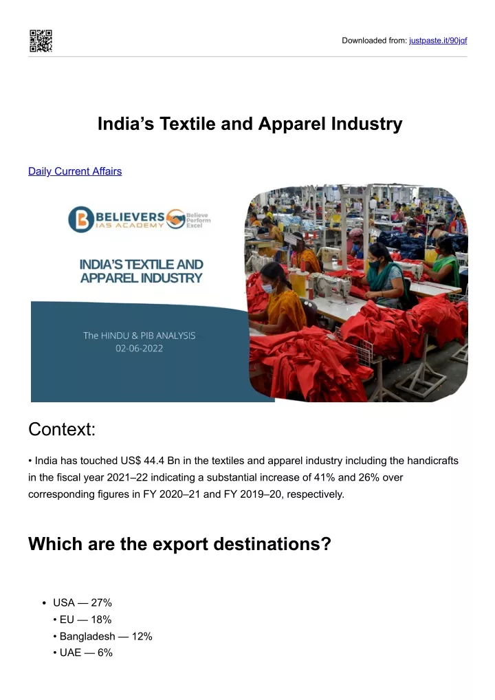 presentation on indian apparel industry