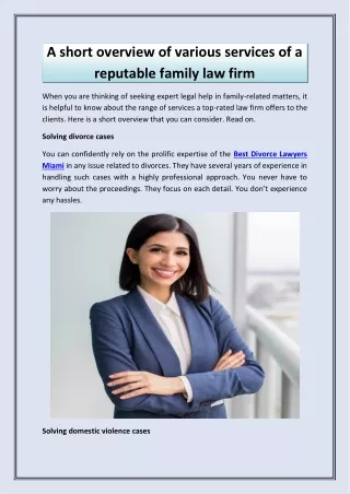 A short overview of various services of a reputable family law firm