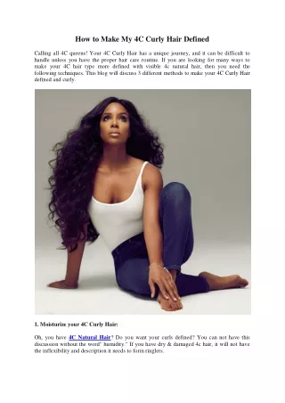 how to make my 4c curly hair defined