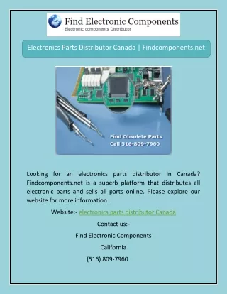 Electronics Parts Distributor Canada | Findcomponents.net