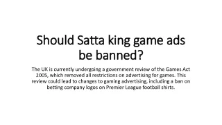 Should Satta king game ads be banned