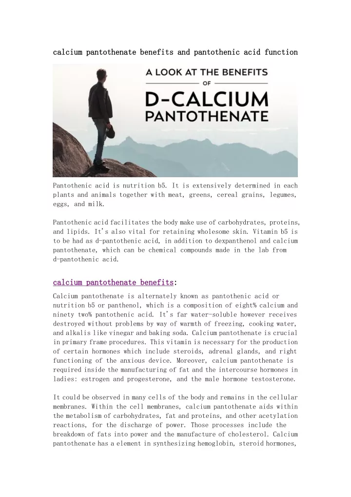 PPT - Calcium Pantothenate Benefits And Pantothenic Acid Function ...