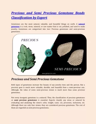 Precious and Semi Precious Gemstone Beads Classification by Expert