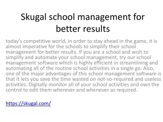 skugal school management for better results