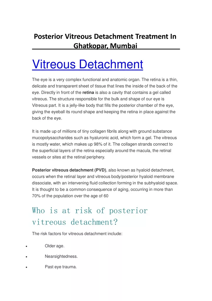 vitreous detachment