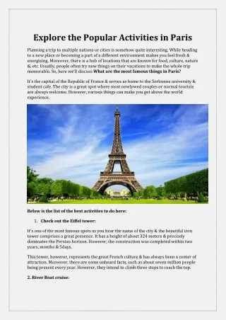 What are the most famous things in Paris