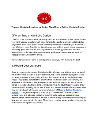 Types of Wardrobe Explained by Shutter Shop Floor to Ceiling Wardrobe Profiles