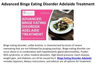 Advanced Binge Eating Disorder Adelaide Treatment