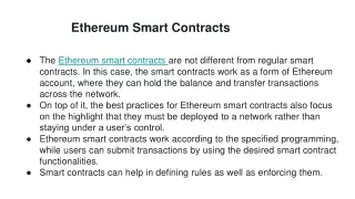 Ethereum Smart Contracts
