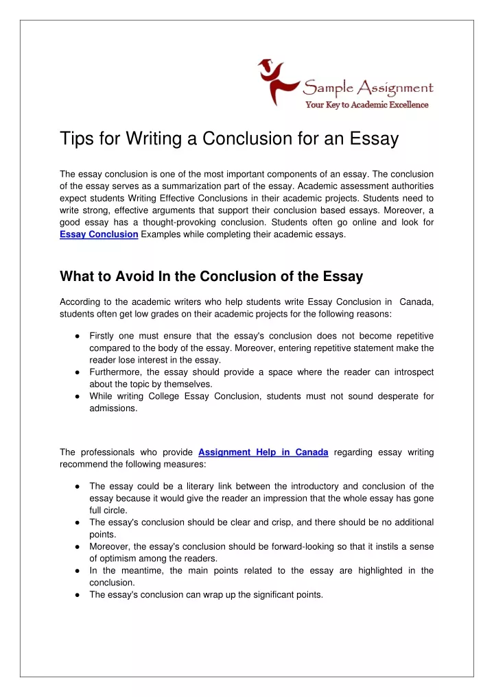 tips for writing a conclusion for an essay