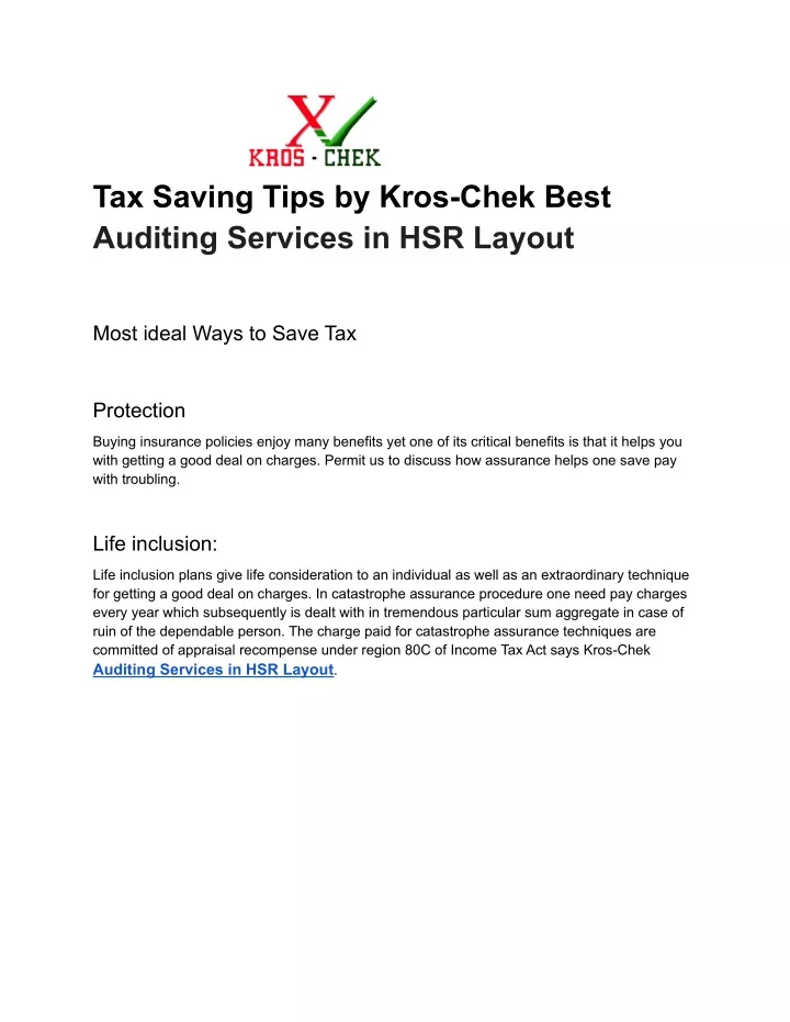 tax saving tips by kros chek best auditing