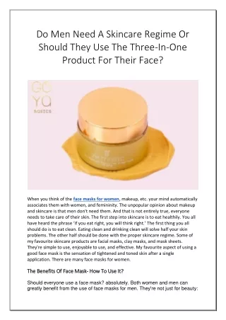 do men need a skincare regime or should they