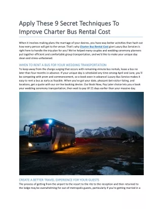 Apply These 9 Secret Techniques To Improve Charter Bus Rental Cost