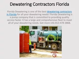 Dewatering Contractors Florida