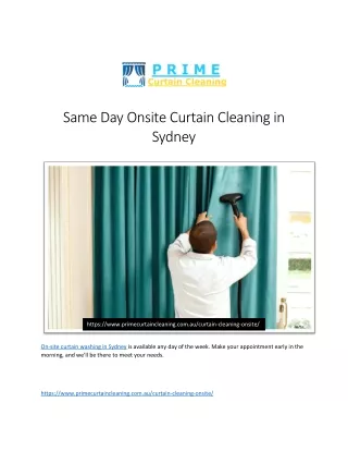 Same Day Onsite Curtain Cleaning in Sydney