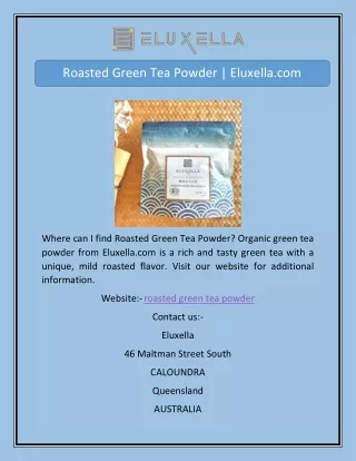 Roasted Green Tea Powder | Eluxella.com