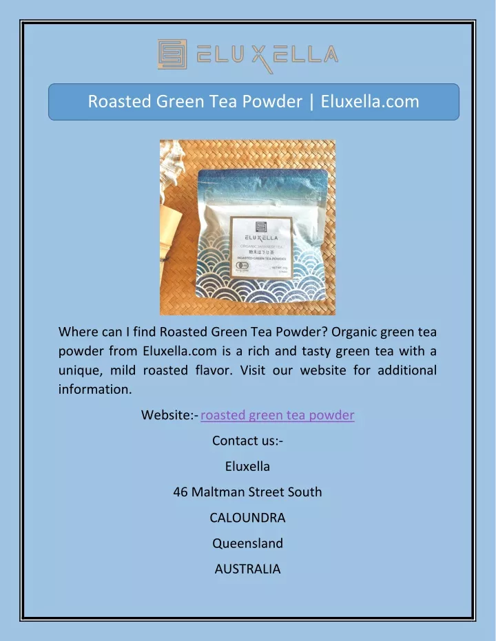 roasted green tea powder eluxella com