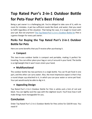 2-in-1 Outdoor Bottle for Pets-Your Pet’s