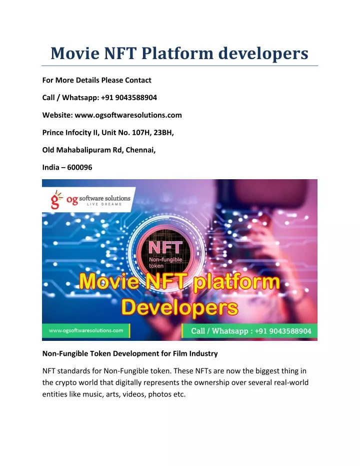 movie nft platform developers