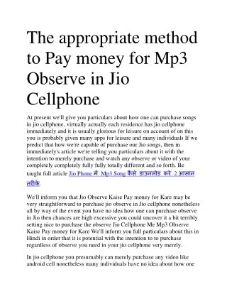 08. The appropriate method to Pay money for Mp3 Observe in Jio Cellphone
