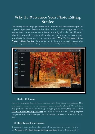 why to outsource your photo editing service