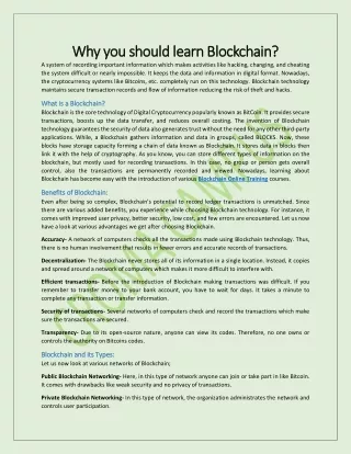 why you should learn blockchain why you should