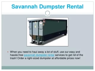 Savannah Dumpster Rental