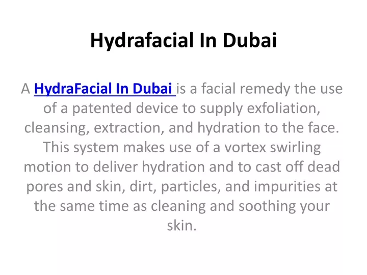 hydrafacial in dubai