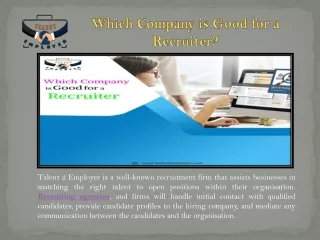 Which Company is Good for a Recruiter.ppt