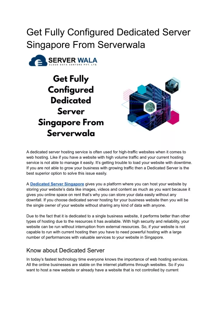 get fully configured dedicated server singapore