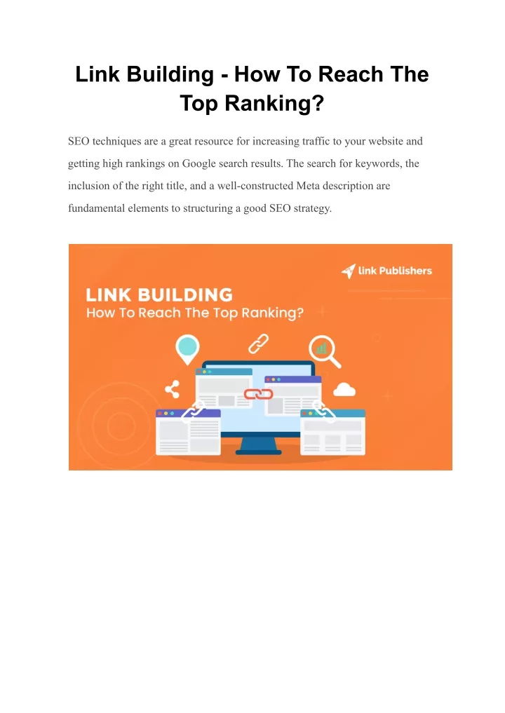 link building how to reach the top ranking