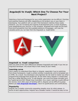 angularjs vs vuejs which one to choose for your