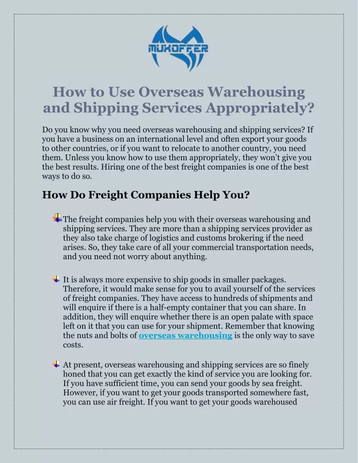 how to use overseas warehousing and shipping