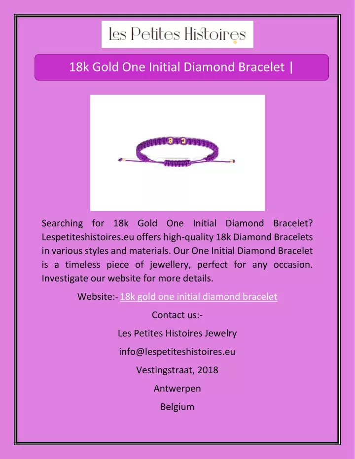 18k gold one initial diamond bracelet