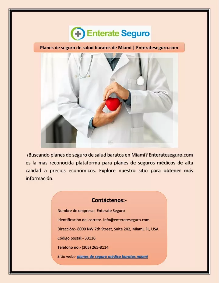 planes de seguro de salud baratos de miami