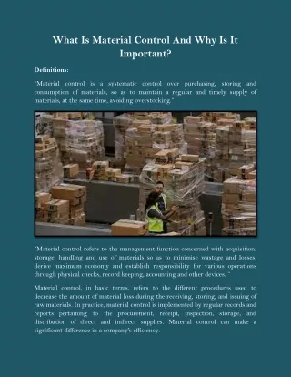 what is material control and why is it important
