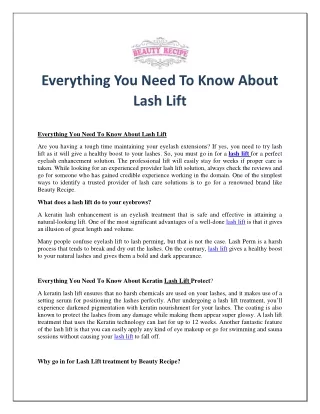 Everything You Need To Know About Lash Lift