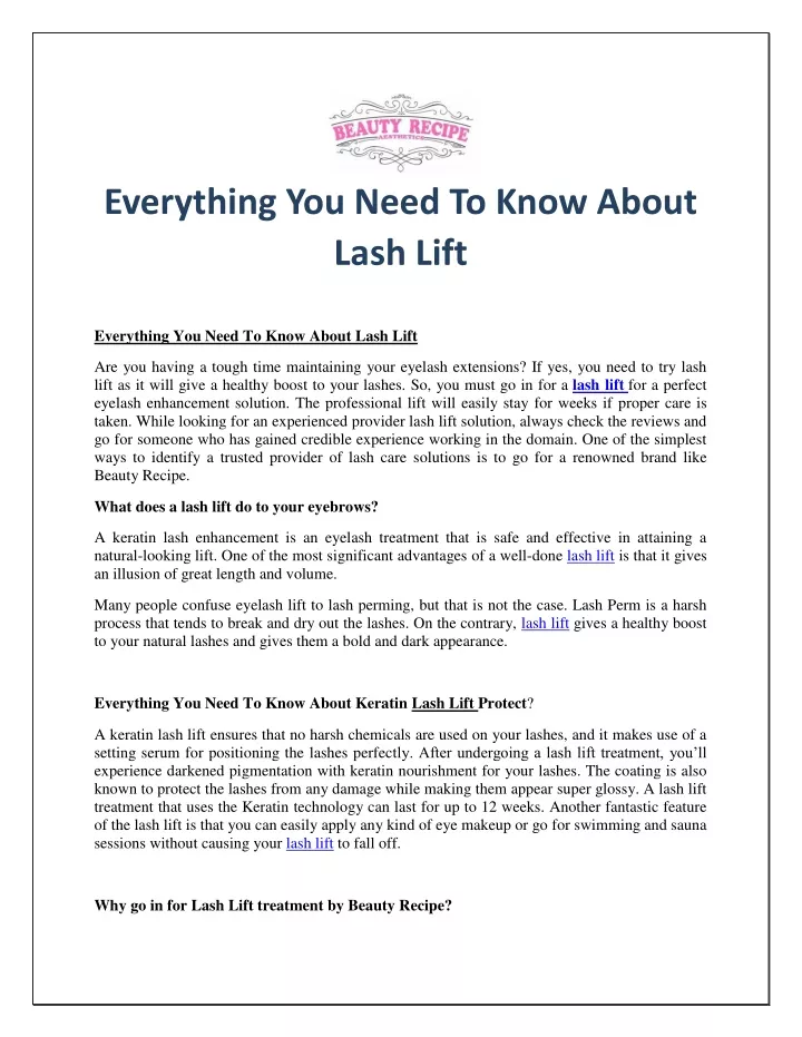 everything you need to know about lash lift