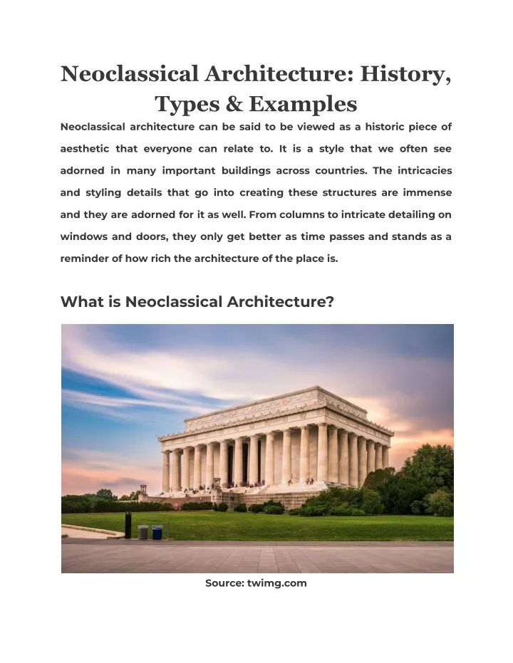 neoclassical architecture history types examples