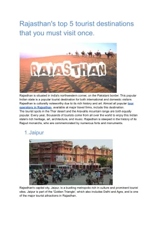 Rajasthan's top 5 tourist destinations that you must visit once