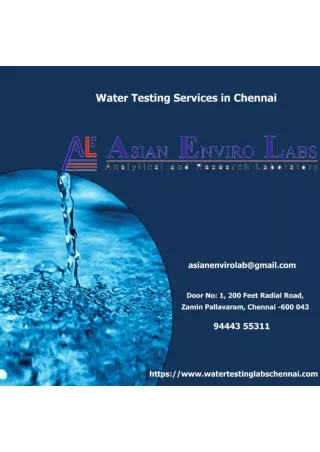 Water Testing Services in Chennai