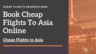 Book Cheap Flights To Asia Online