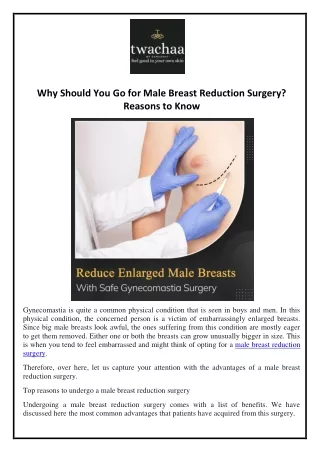 Why Should You Go for Male Breast Reduction Surgery? Reasons to Know