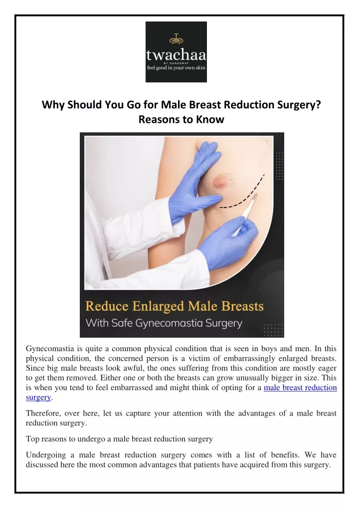 why should you go for male breast reduction