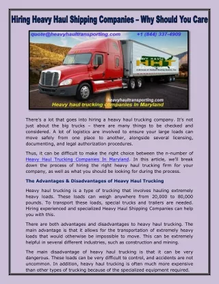 Heavy haul trucking companies in Maryland